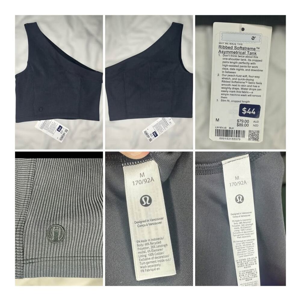NWT Lululemon Ribbed Softstreme Asymmetrical Tank Size M